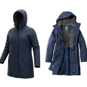 NEW! L.L.Bean Women's Blue Hooded Winter Warmer Fleece Lined Jacket Coat! 2X